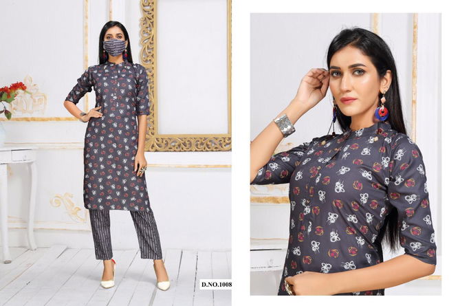 Coffee Bites 2 Casual Wear Rayon Printed Kurti  With Bottom With Mask Collection