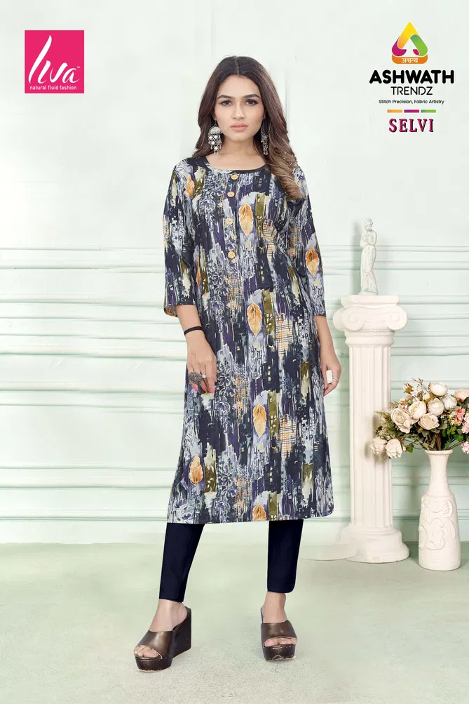 3 Selvi Ultra Premium Rayon Foil Printed Wholesale Kurti Suppliers In India