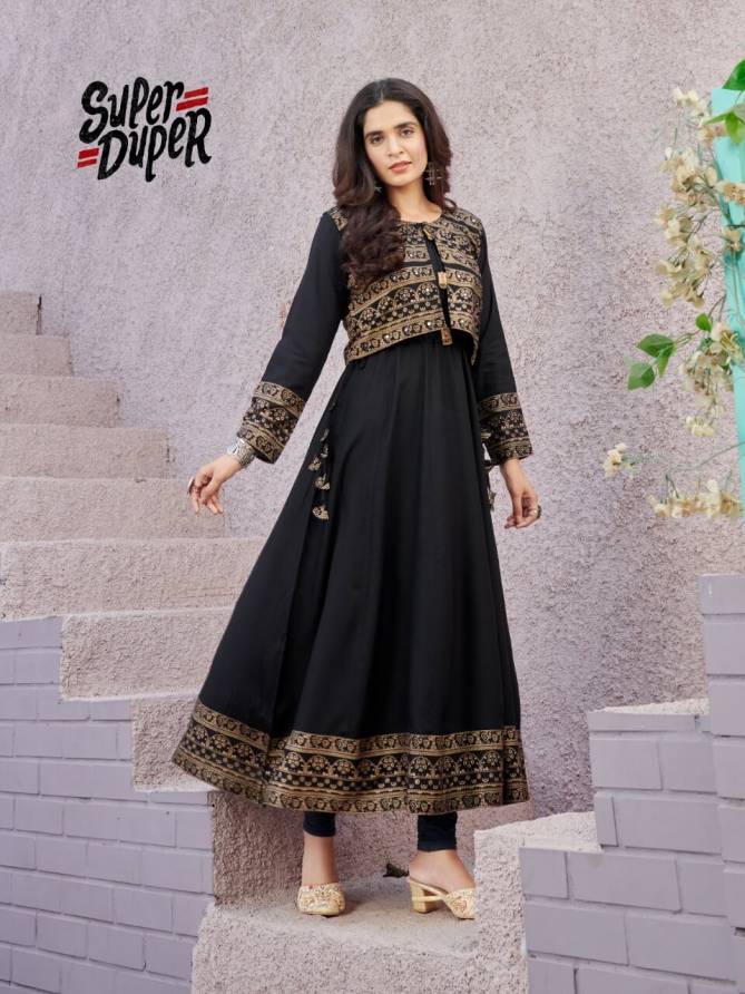 Super Duper Hit Latest Fancy Designer Ethnic Wear Long Heavy Rayon Kurtis Collection
