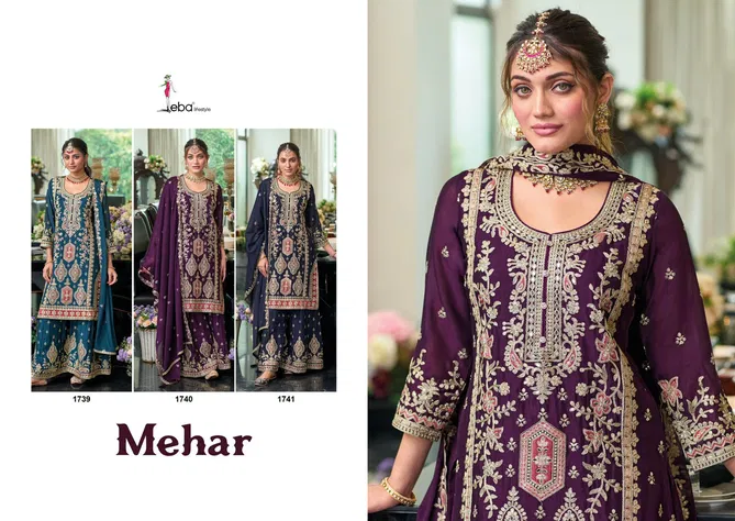 Mehar By Eba Chinon Embroidery Designer Readymade Suits Orders In India