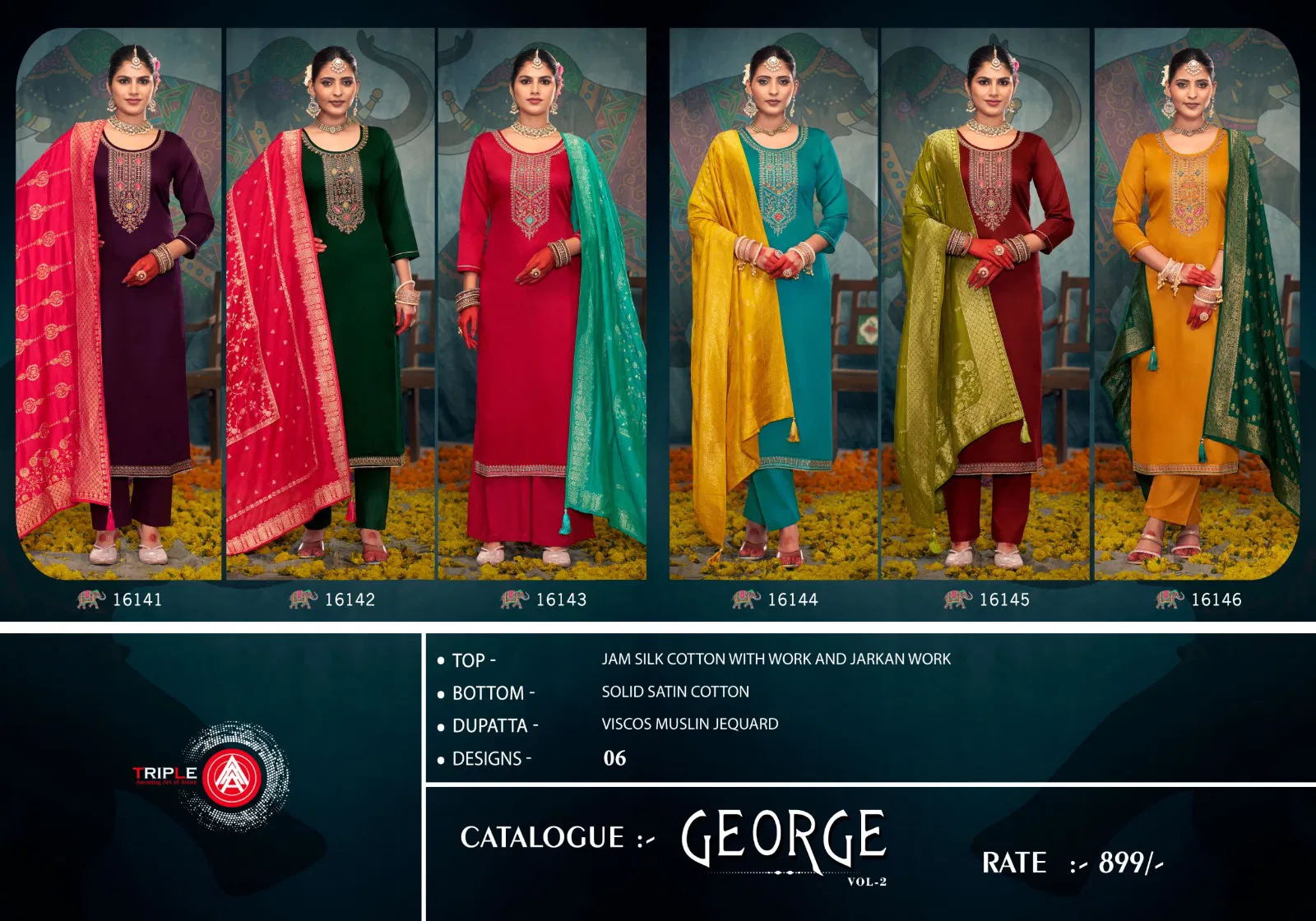 George Vol 2 By Triple Aaa Jam Silk Designer Salwar Kameez Wholesale Online