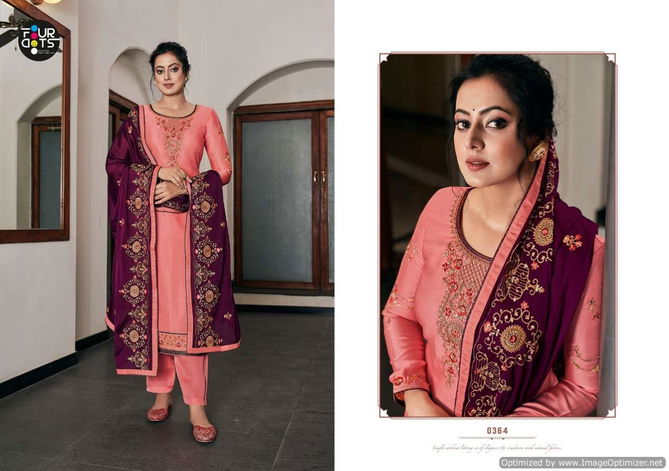 Four Dots Rivaaj Designer Modal Satin Embroidery Festive Wear Designer Salwar Kameez Collection
