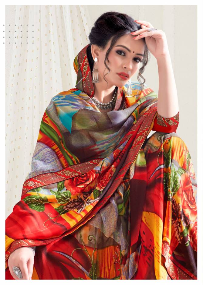 Harni Kashi Latest fancy Casual Regular Wear Printed Georgette Sarees Collection
