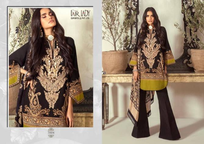 Fair Lady Muzlin Exclusive Heavy pure jam satin digital print Heavy embroidery semi stitch patches on top Pakistani Salwar Suits Collection