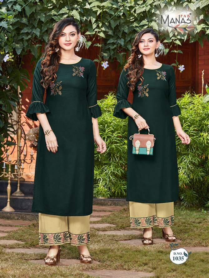 Manas Anishka 5 Latest fancy Designer Ethnic Wear Rayon Kurti With Bottom Collection
