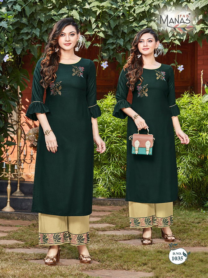 Manas Anishka 5 Latest fancy Designer Ethnic Wear Rayon Kurti With Bottom Collection
