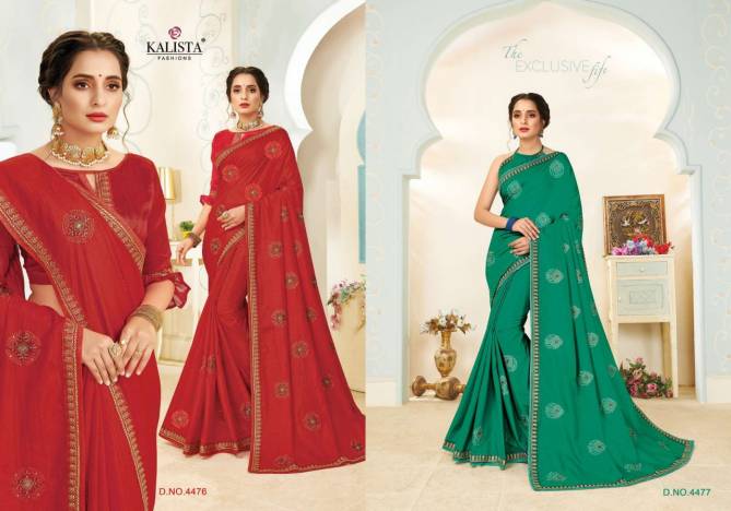 KALISTA VICTORIA Latest fancy Festive Wear Vichitra Silk Heavy Saree Collection 
