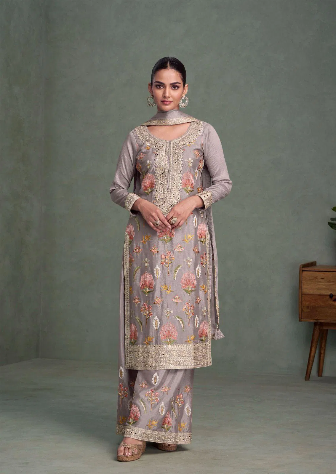 Parul By Aashirwad Chinon Silk Readymade Suits Suppliers In India