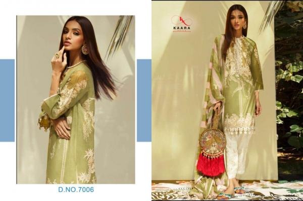 Kaara Firdous Lawn Collection 7  Designer Festive Wear Pure Cotton Print With Embroidery Work Top With Cotton Mal Dupatta Pakistani Salwar Suits Collection