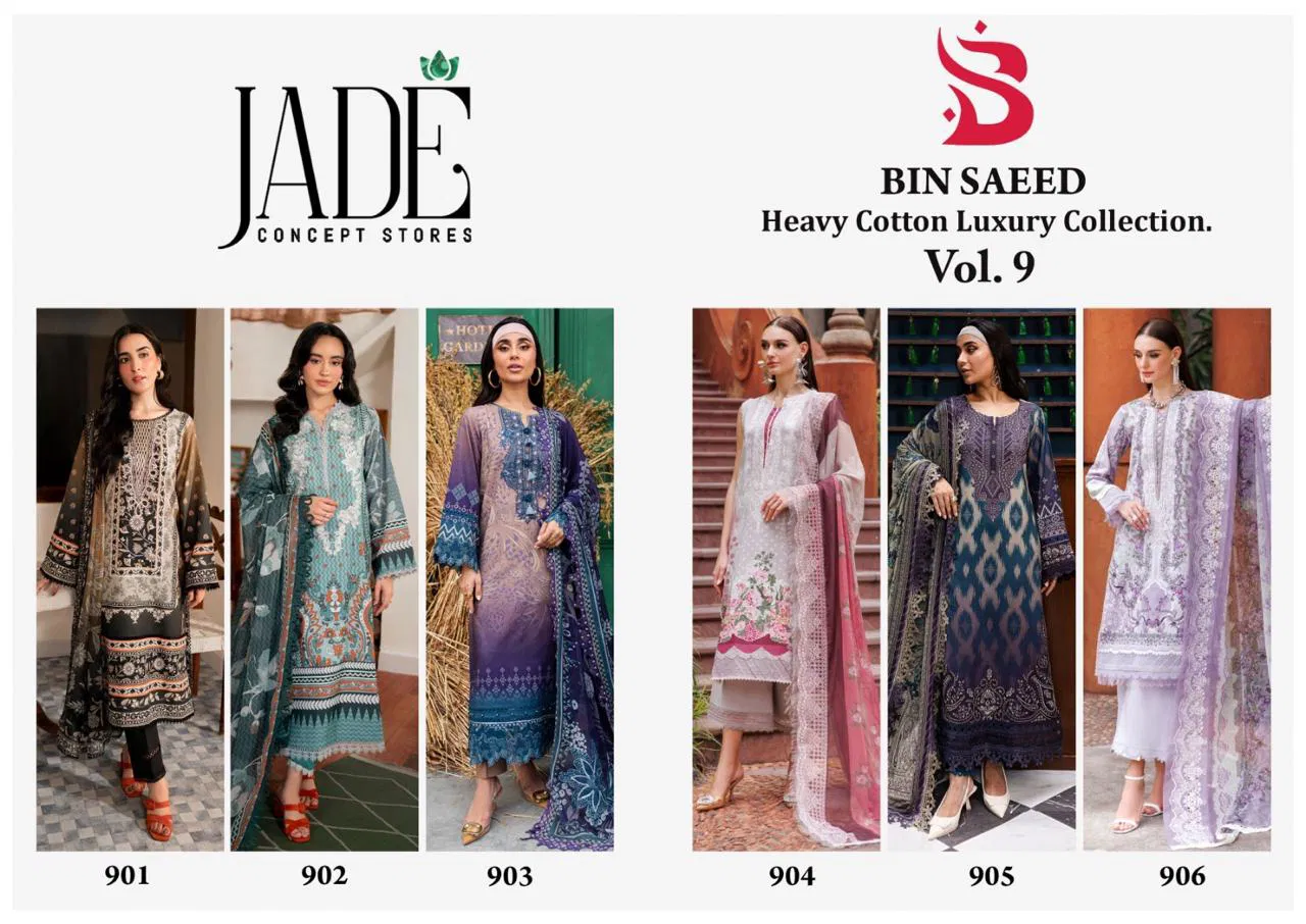 Jade Bin Saeed Vol 9 Heavy Cotton Luxury Dress Material Online Wholesale