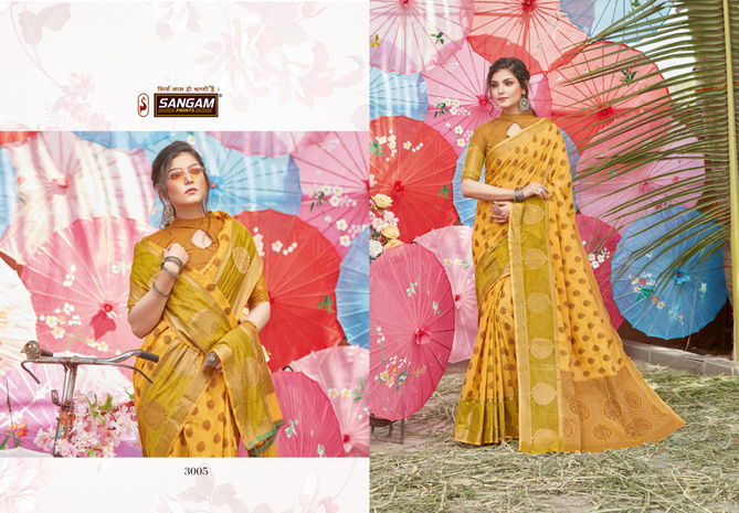 Sangam Sudha Latest Fancy Designer Festive Wear Cotton Handloom Sarees Collection
