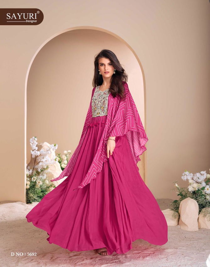 Mohey By Sayuri Designer Chinon Silk Embroidered Fancy Gown Wholesale In India