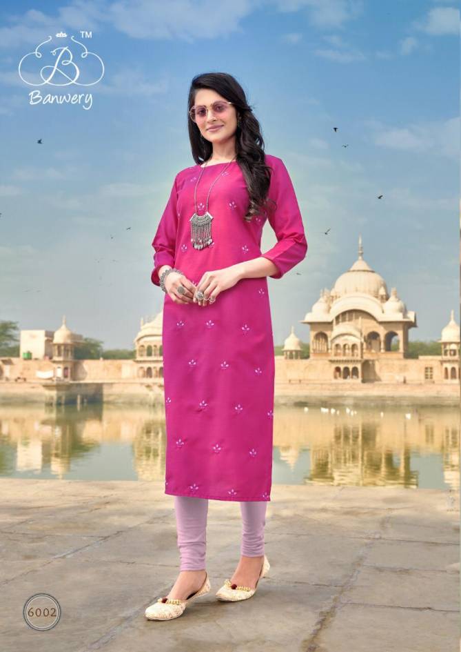 BANWERY BLEND VOL-6 Latest Designer Fancy Festive Wear Heavy Magic Cotton With Embroidery Work Fancy Kurtis Collection