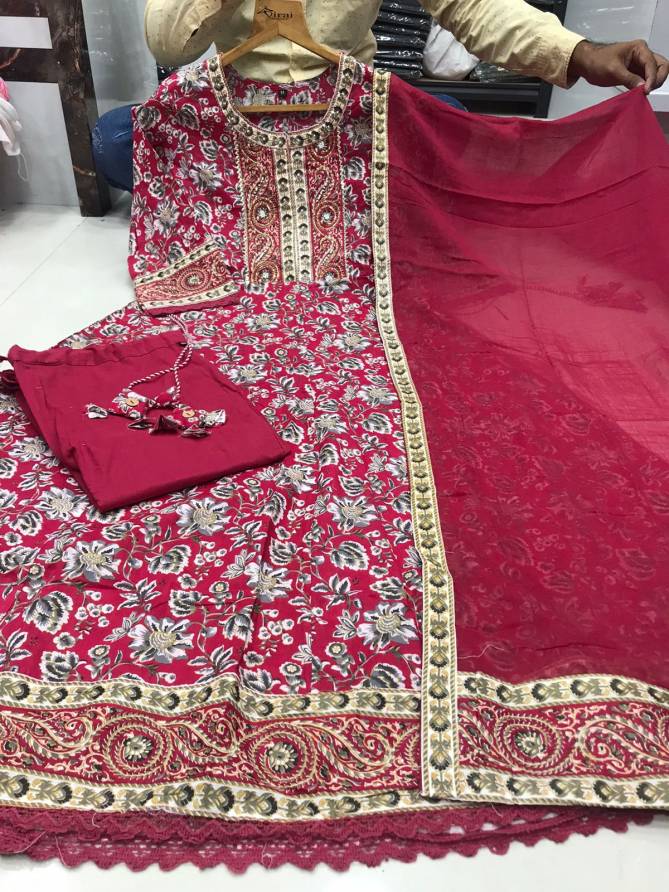 Vt Designer Cotton Printed Anarkali Kurti With Bottom Dupatta Wholesale Price In Surat
