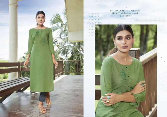 Kalaroop Pears Fancy Wear Designer Rayon Fancy Hand Work Kurti Collection
