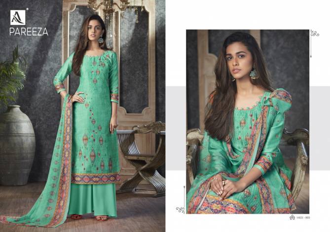 Alok Pareeza Latest Fancy Festive Wear Pure Zam Self Embroidery With Designer Digital Printed Heavy Dress Material Collection