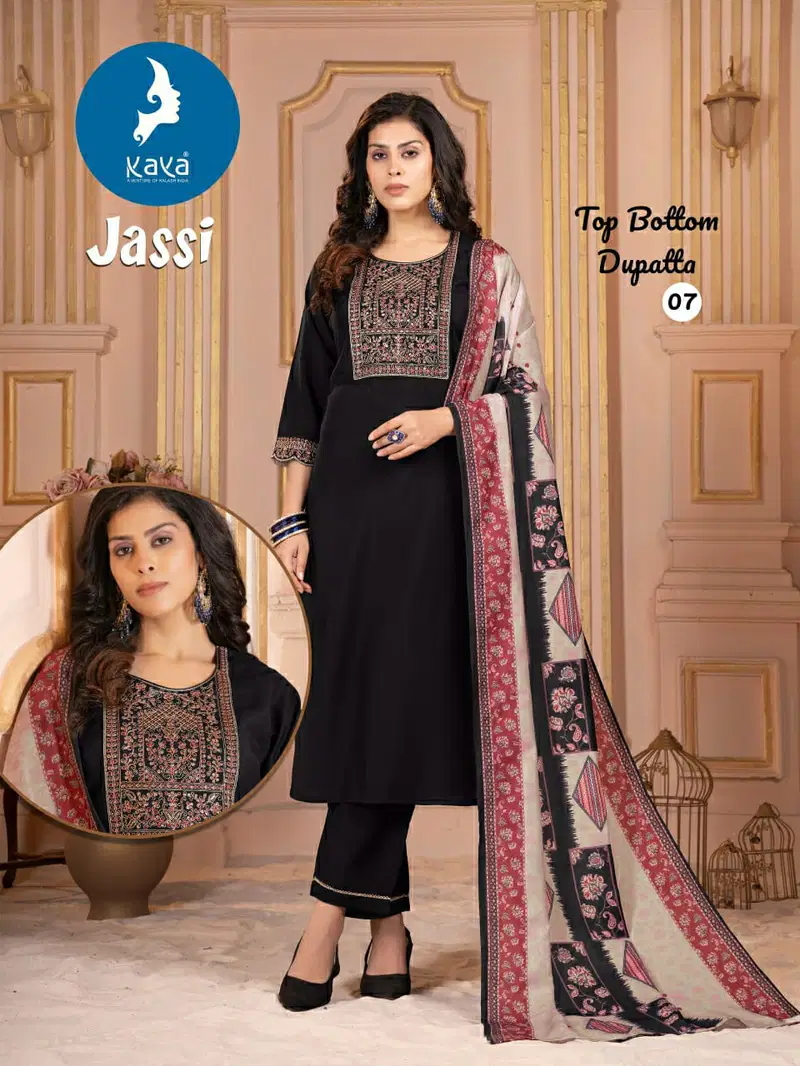 Jassi By Kaya Roman Silk Kurti With Bottom Dupatta Wholesale Shop In Surat