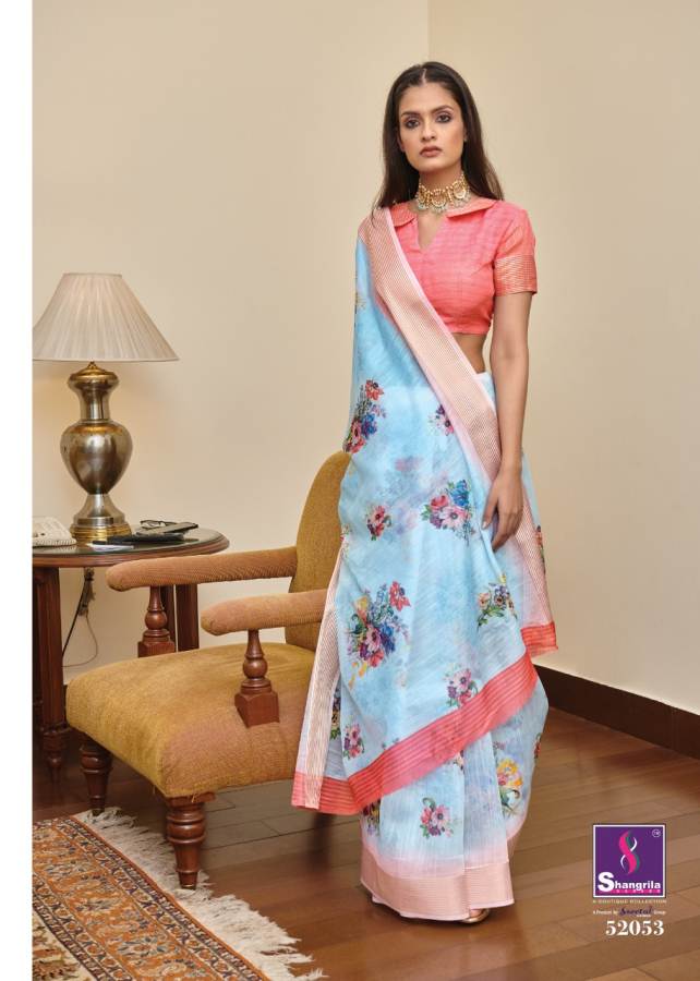 Shangrila Jaipuri Linen Vol 4 Latest Designer Printed Linen Cotton Casual Wear Saree Collection 