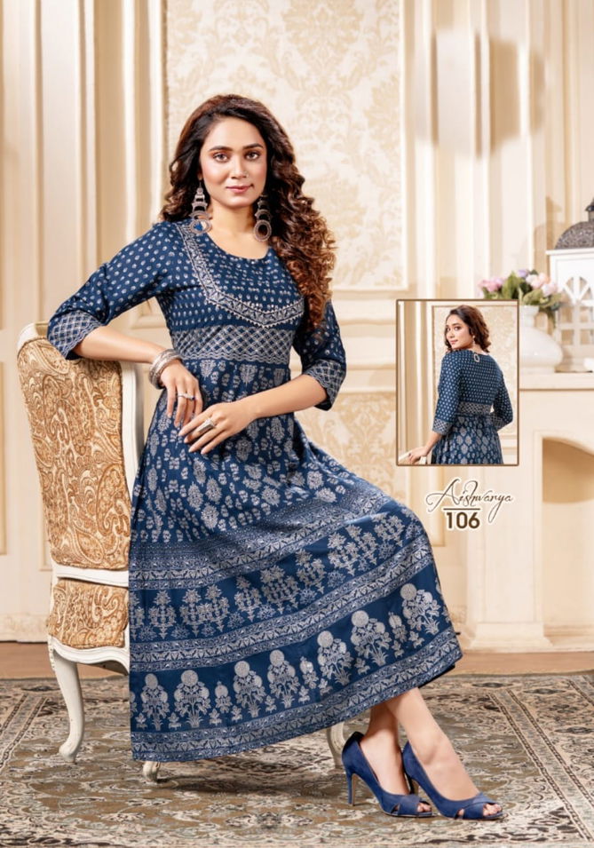 Beauty Queen Aishwarya Fancy Ethnic Wear Rayon Anarkali Kurti Collection