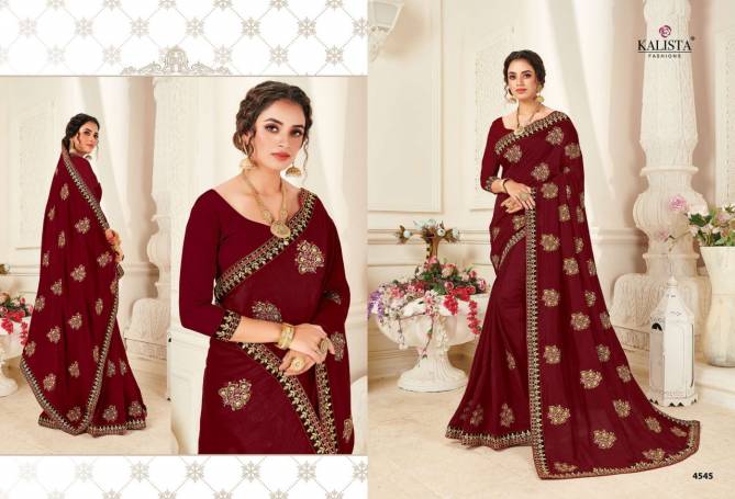KALISTA EURO Latest Fancy Festive Wear Vichitra Silk Designer Embroidery Work saree Collection