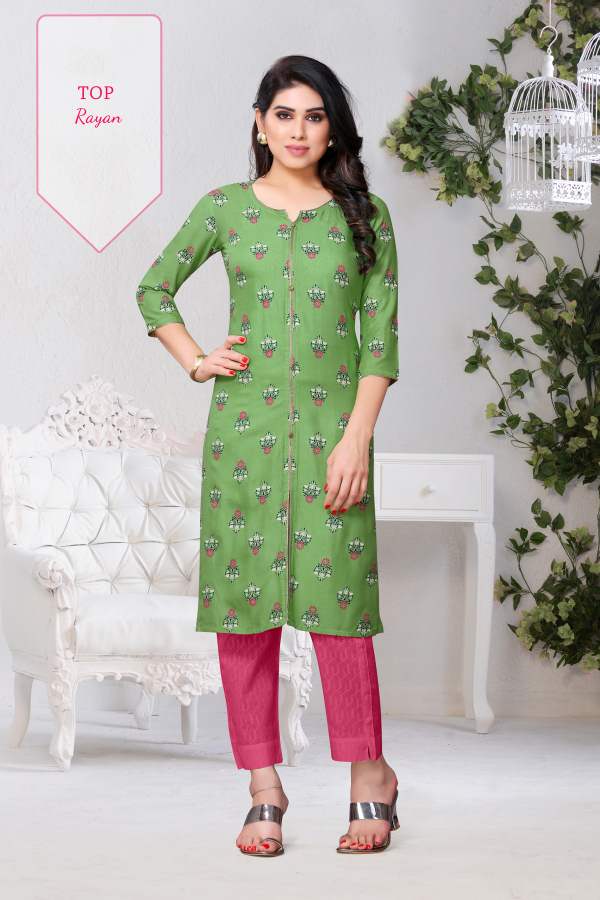 Latest Decent 2 Casual Wear Rayon Printed Kurti Collection