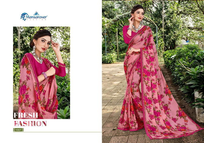 MANSAROVER  MEERA MOHAN VOL -01 Latest Fancy Designer Heavy Casual Wear Chiffon Printed Saree Collection