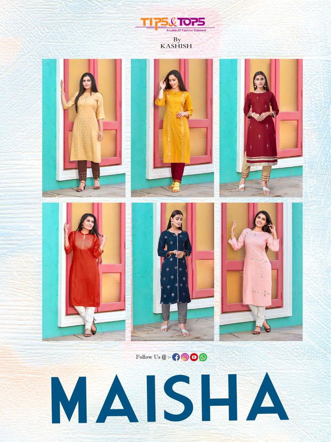 Tips & Tops Maisha Latest Designer Casual Wear Heavy Rayon Kurtis With Pant With Work Collection 