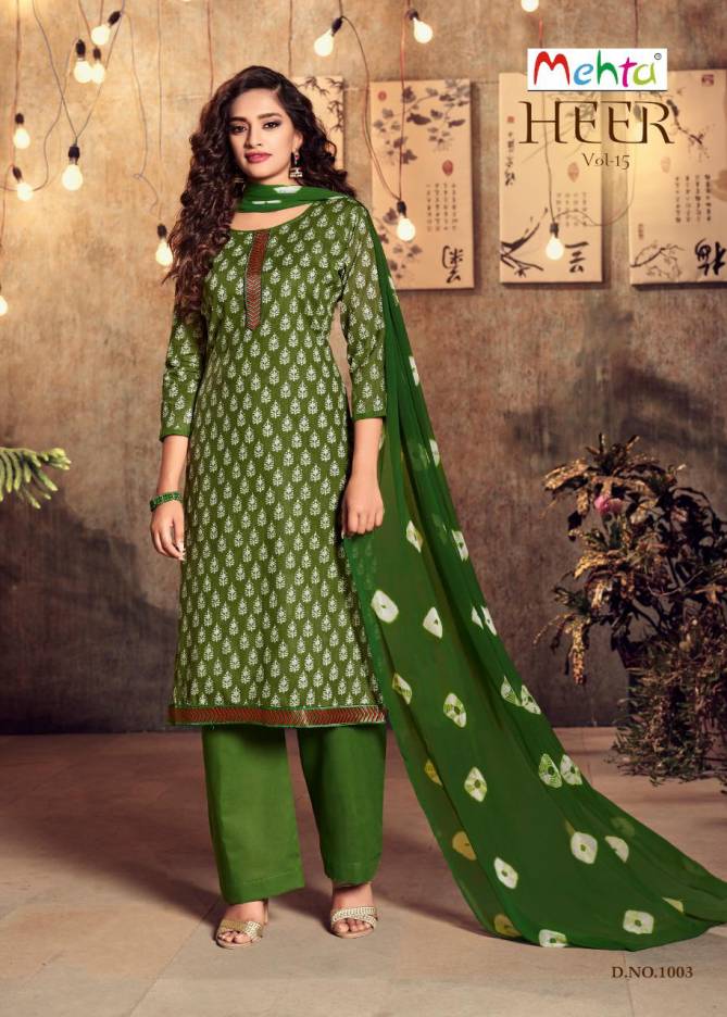 Mehta Heer 15 Latest Fancy Designer Casual Wear Ready Made Cambric Printed Cotton Dress Collection

