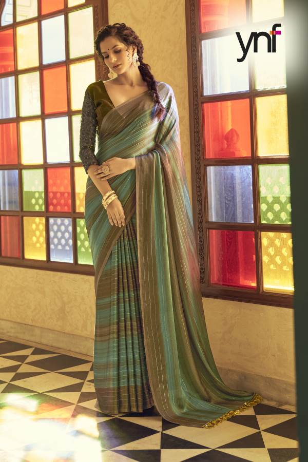 Ynf Rainbow Schiffli 1 Designer Party Wear Silk Printed Saree Collection