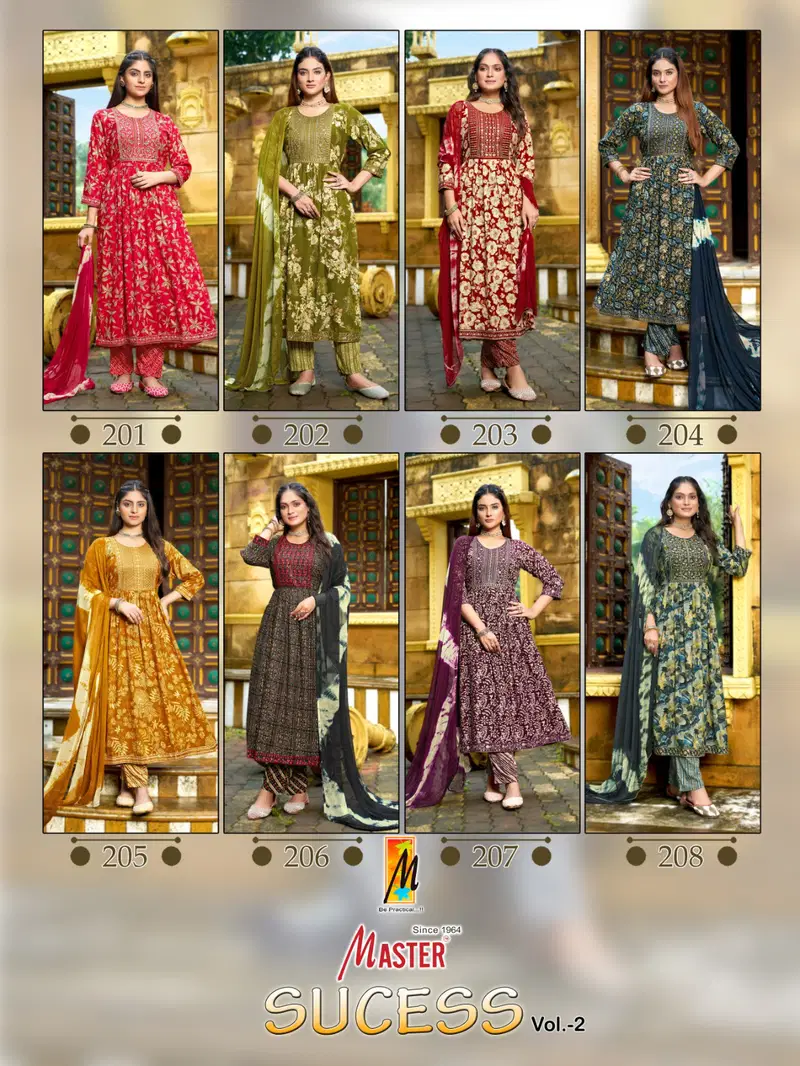 Sucess Vol 2 By Master Rayon Foil Printed Kurti With Bottom Dupatta Suppliers In India