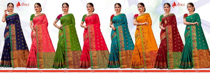 Jalsa 9185 Latest Fancy Heavy Designer Casual Wear Silk Cotton 	Sarees Collection
