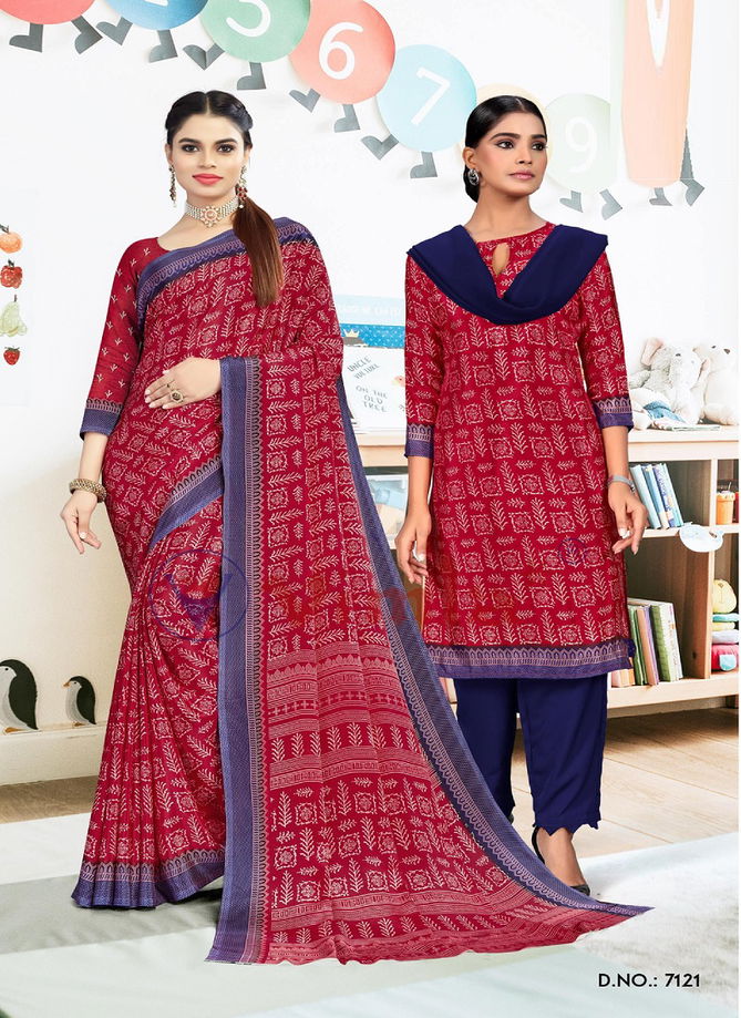 Tapsi Silk Vol 1 Silk Printed Uniform Dress With Saree Combo Catalog
