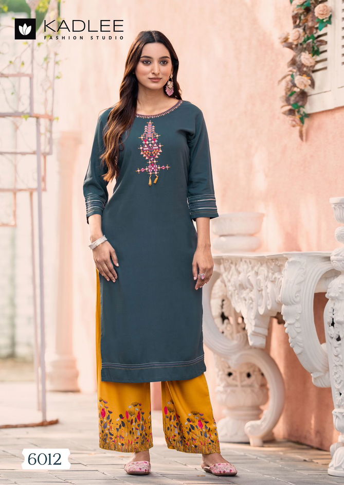 Kaveri Vol 2 By Kadlee Heavy Rayon Embroidery Kurti With Bottom Wholesale Online