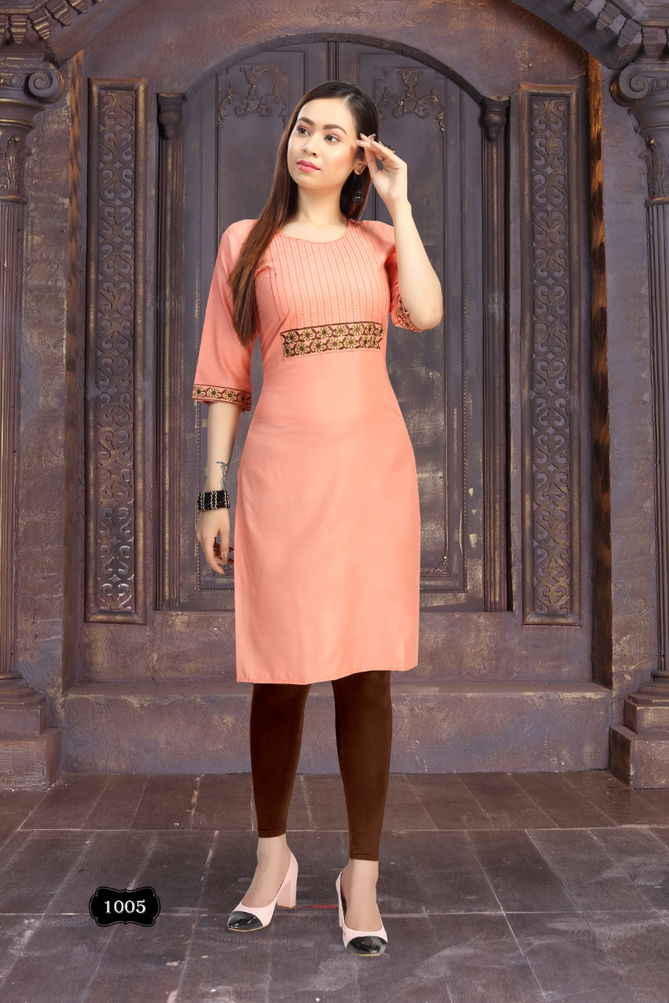 Ft Ice Cream Latest Fancy Designer Casual Wear Straight Cut Rayon Designer Kurtis Collection
