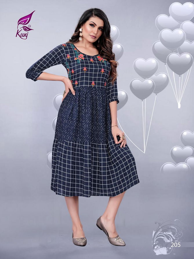 Kunj Kivi 2 Latest Fancy Ethnic Wear Anarkali Printed Rayon Kurtis Collection