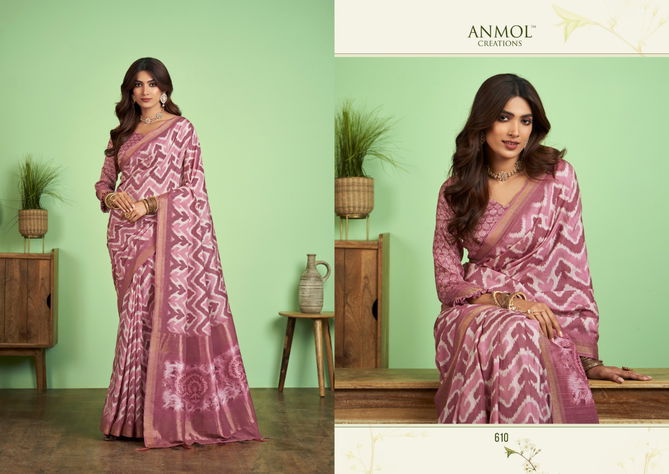 Tulip Vol 6 By Anmol Jute Silk Printed Sarees Catalog