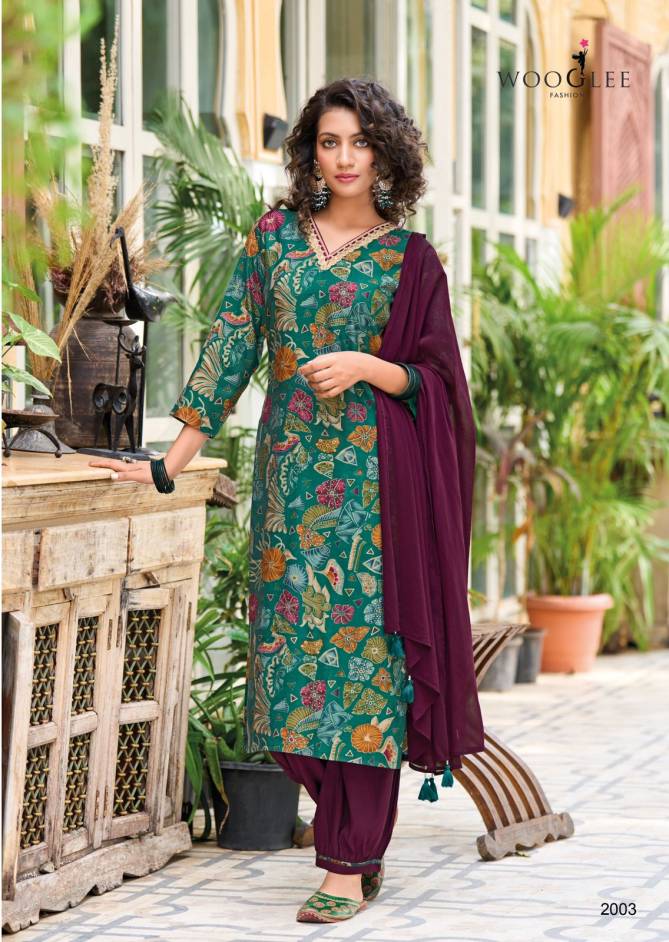 Khwaab By Wooglee Embroidery Kurti With Bottom Dupatta
