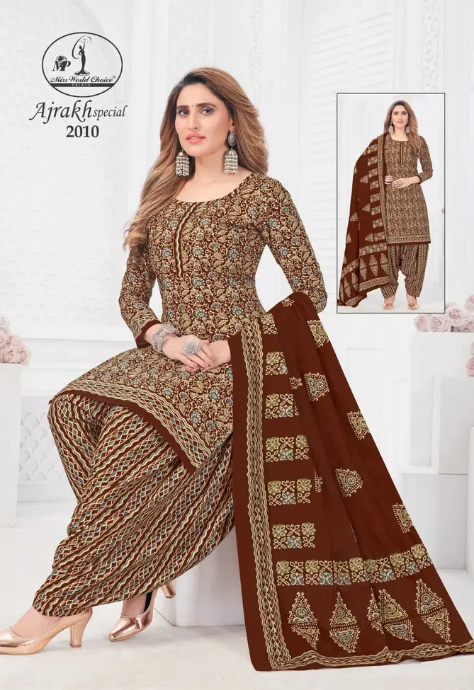 Miss World Ajrakh Vol 2 Designer Cotton Dress Material
