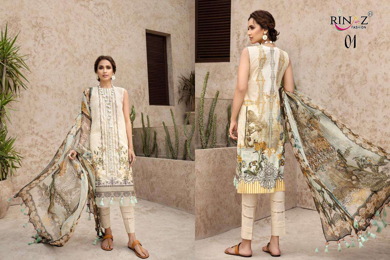 Rinaz Iris Lwn 2020 Jam Silk Digital Print with self Embroidery Work Top With Cotton Dupatta and Bottom Pakistani Suits Collection