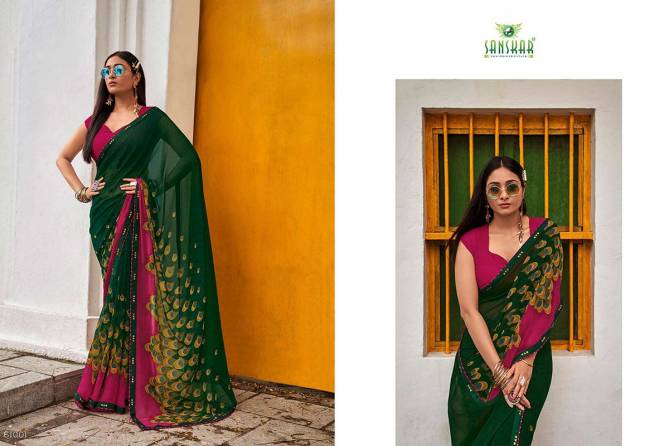 Sanskar Chitrakala Party Wear Georgette Printed Sarees Collction
