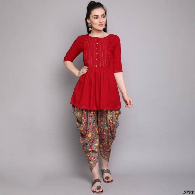 Kainat 11 Western Party Wear Rayon Printed Kurti With Dhoti Collection