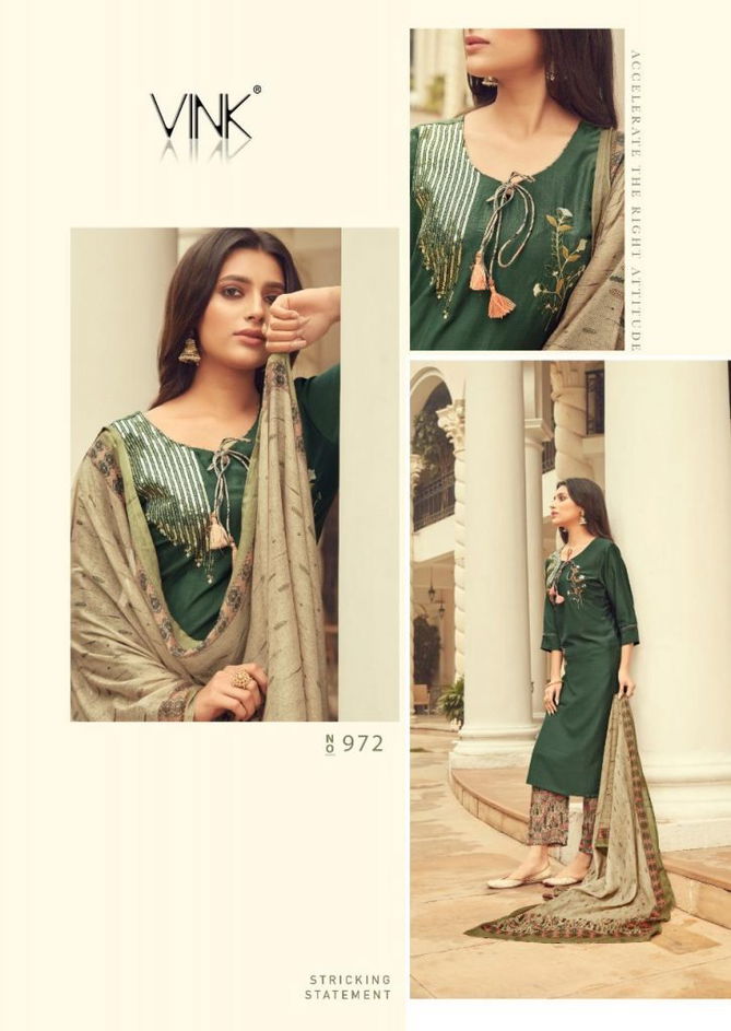 Vink Dreams Fancy Latest Collection Of Pure viscose silk With Handwork & Embroidery With Digital Printed Pant And Dupatta