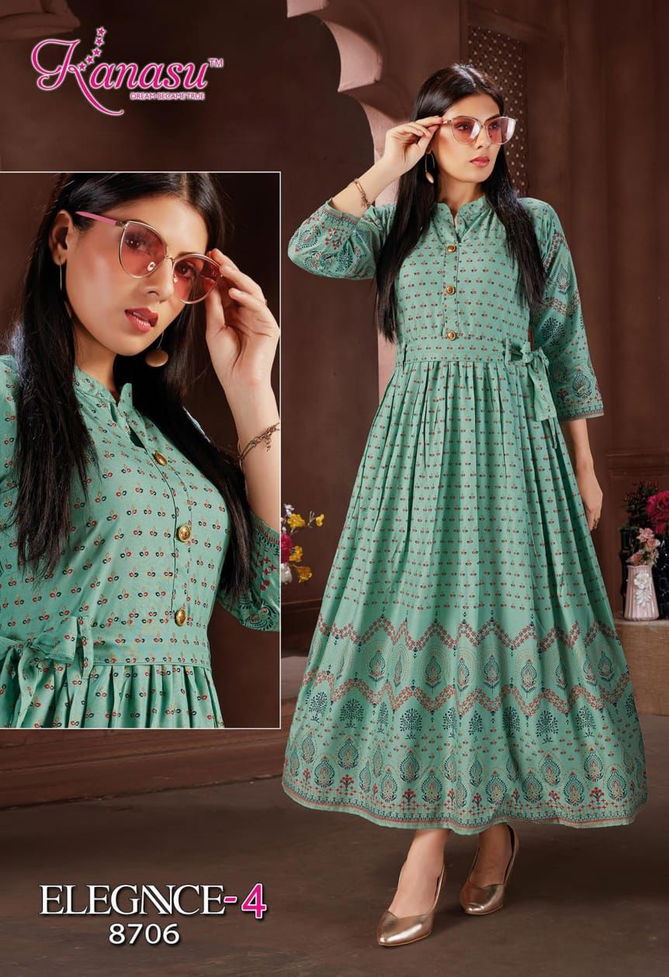 Kanasu Elegance 4 New Designer Ethnic Wear Long Anarkali Kurti Collection