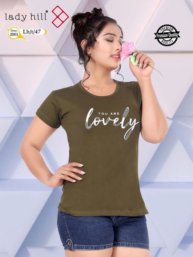 Lady Hill Tshrt 47 Latest Fancy Designer Regular Casual Wear Hosiery Cotton T-shirt Collection
