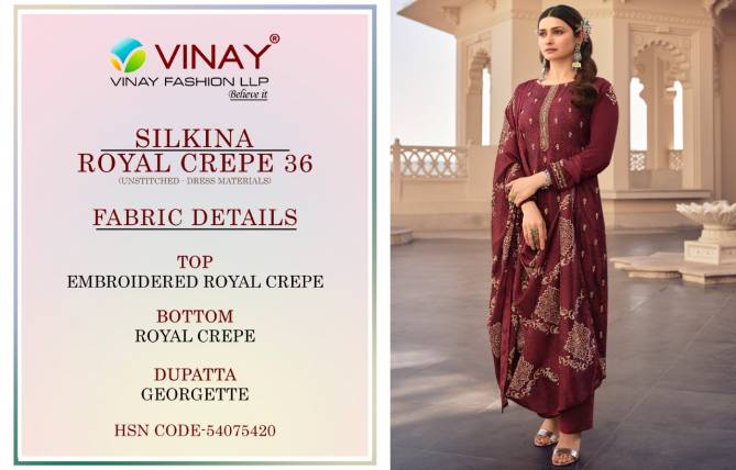 Vinay Royal Crepe 36 Heavy Festive Wear Silk Fancy Designer Salwar Kameez Collection