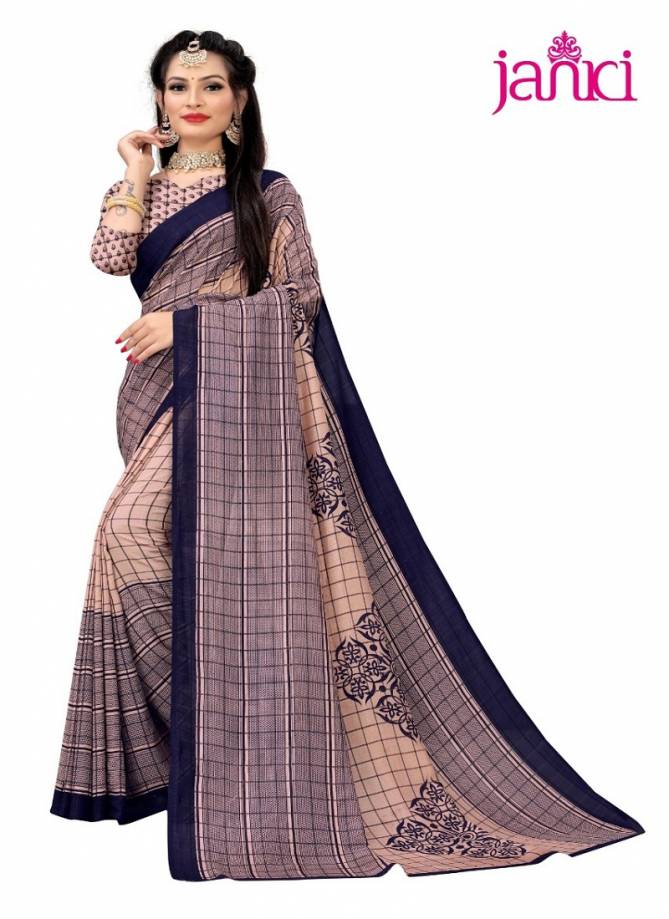 Janki Lady Queen 2 Latest Collection Of Daily Wear Vichitra Silk Chex Print Saree 