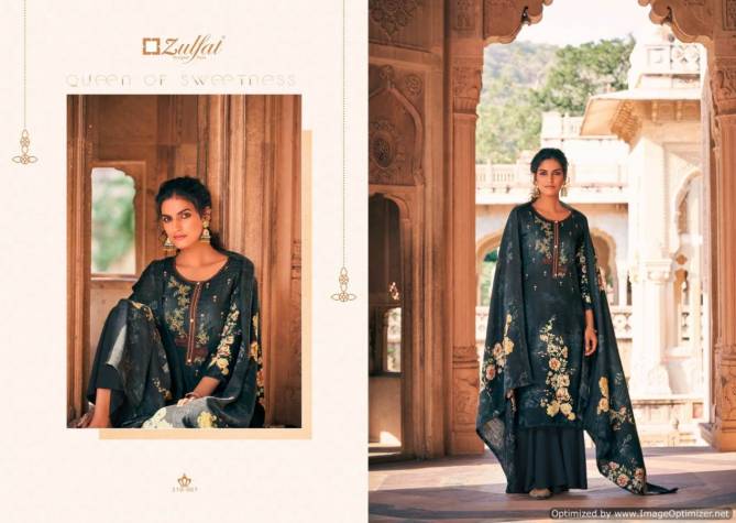 Zulfat Olive Latest Pure Pashmina Print with Heavy Embroidery Casual Wear Designer Dress Material Collection 
