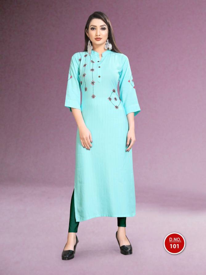 Sangam 1 Fancy Designer Ethnic Wear rayon Heavy slub rayon with handwork Long Kurtis Collection