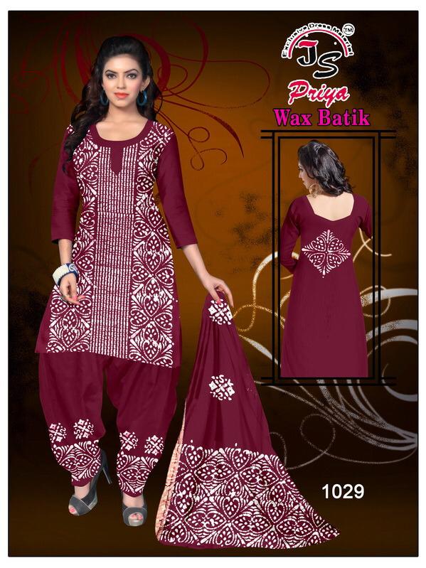 Js Priya Cotton Wax Batik Casual Wear Cotton Printed Dress Material Collection
