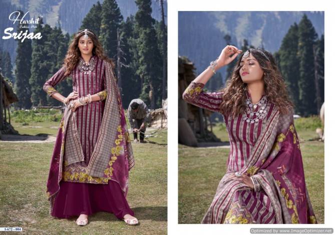 Harshit Sriji Latest Designer Casual Wear Pure wool Pashmina Digital Printed Dress Material Collection 